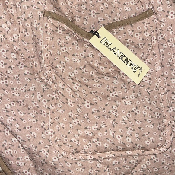 NEW BLANK NYC Reversible Quilted Puffy Cream/Pink Floral Print Button-up Jacket - Picture 10 of 13